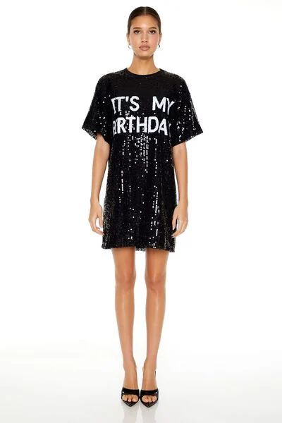 Sequin Its My Birthday T-Shirt Dress | Forever 21