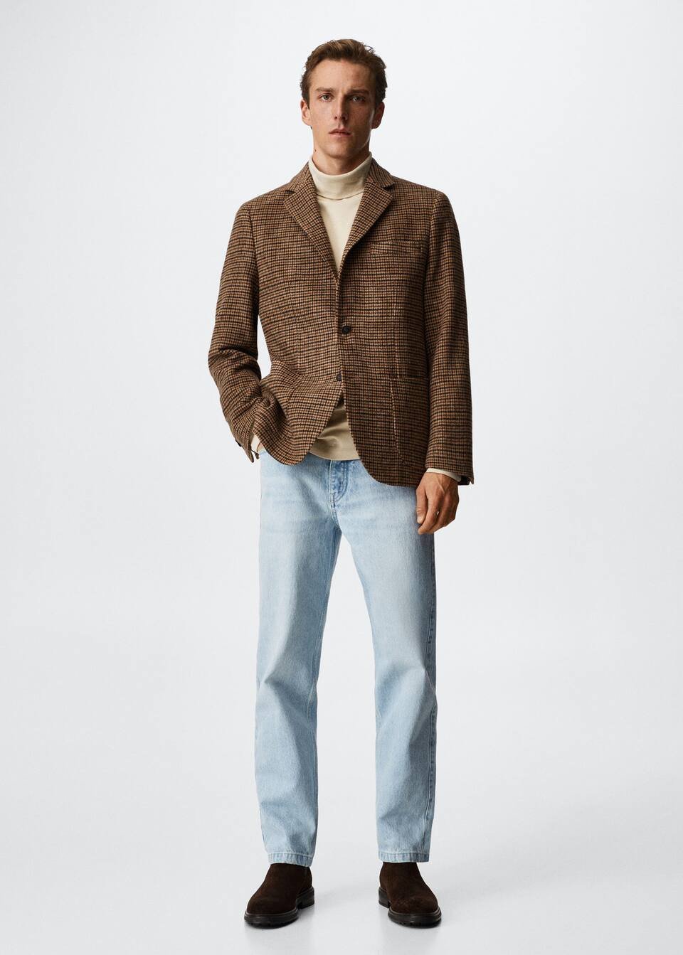 Houndstooth wool-blend blazer -  Men | Mango Man USA | MANGO (US)