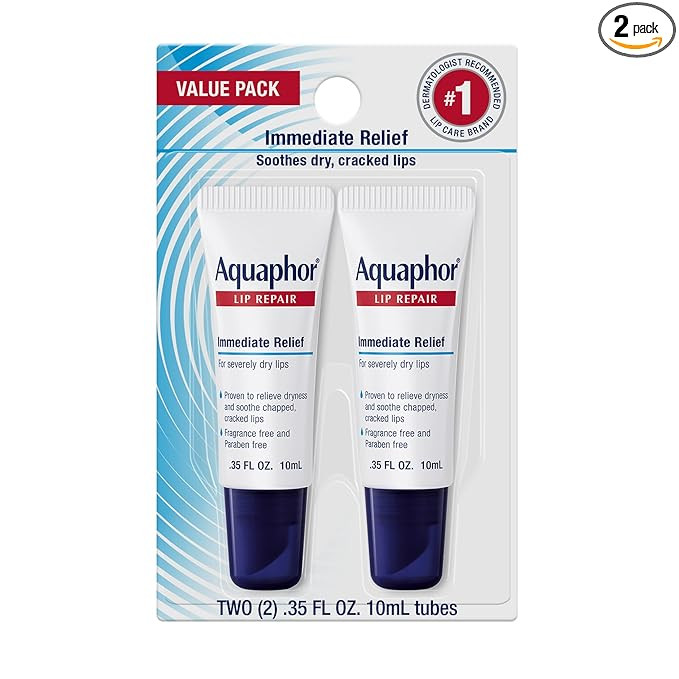 Aquaphor Lip Repair Ointment, Moisturizing Lip Balm Pack, Relieves Dryness, 0.35 Tube, Pack of 2 | Amazon (US)