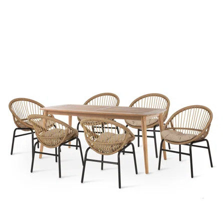 Rectangular 6 - Person Outdoor Dining Set with Cushions | Wayfair North America