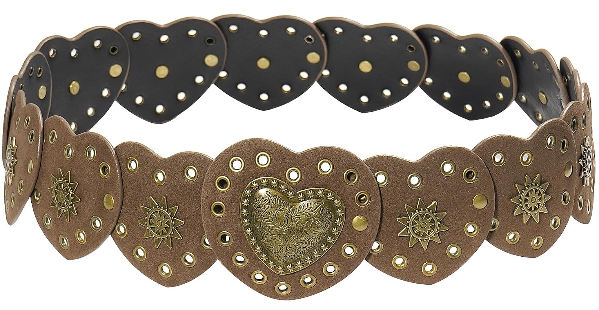 Wide Disc Belt for Women Vintage Leather Hollow Out Round Belt Western Waist Belt | Amazon (US)