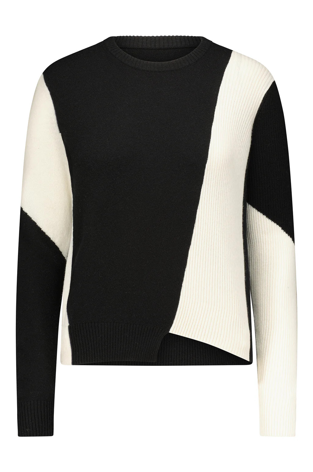Cashmere Color Blocked Asymmetrical Crew | Minnie Rose