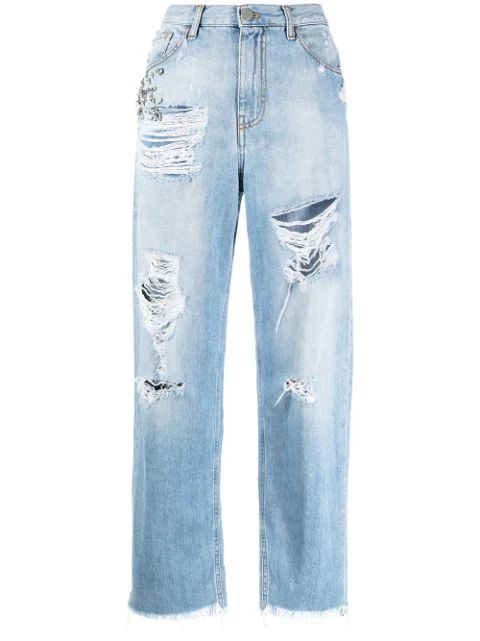 ripped straight-leg jeans | Farfetch (UK)