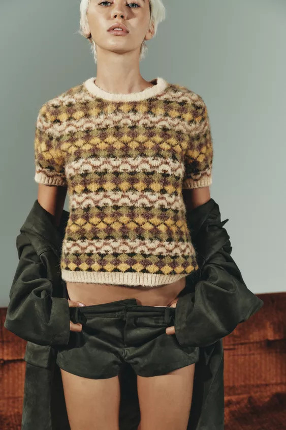 BRUSHED EFFECT JACQUARD KNIT SWEATER | Zara US