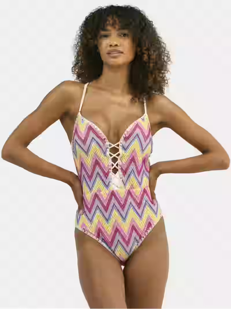 Jessica Simpson Women's Chevron Crochet One Piece Swimsuit, Sizes XS-XXL | Walmart (US)