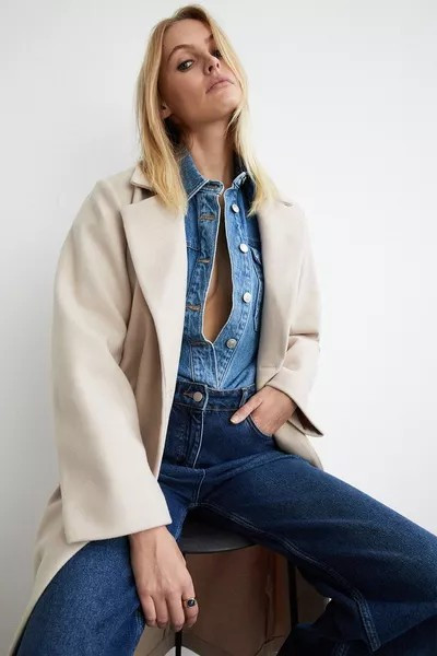 Petite Wrap Front Belted Coat | Debenhams UK