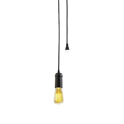 Globe Electric 1-Light Vintage Edison Plug-In Mini Pendant, Matte Black Finish, Black Designer Cl... | Amazon (US)