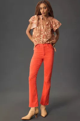 MOTHER The Corduroy Hustler High-Rise Ankle Fray Jeans | Anthropologie (US)