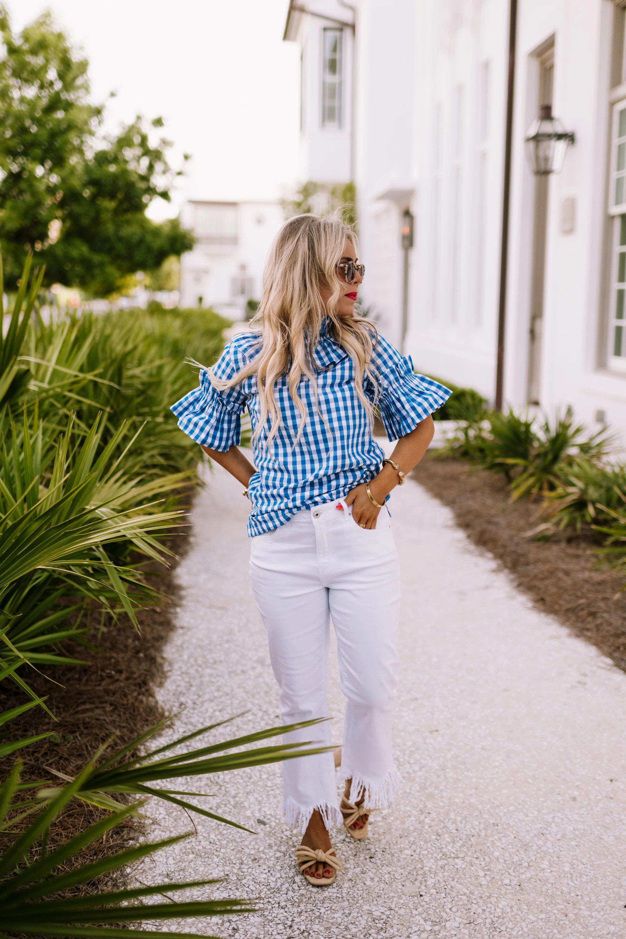 Mary Margaret Top in royal gingham | Elizabeth Wilson Designs