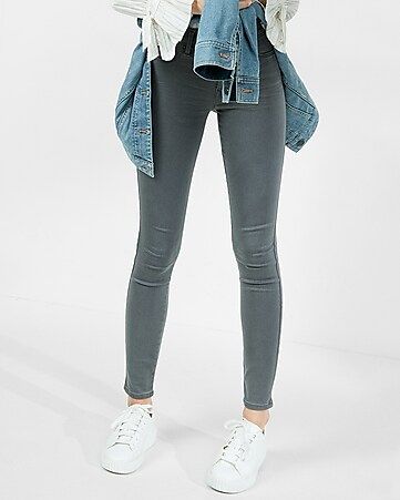 Gray Mid Rise Stretch+ Jean Leggings | Express