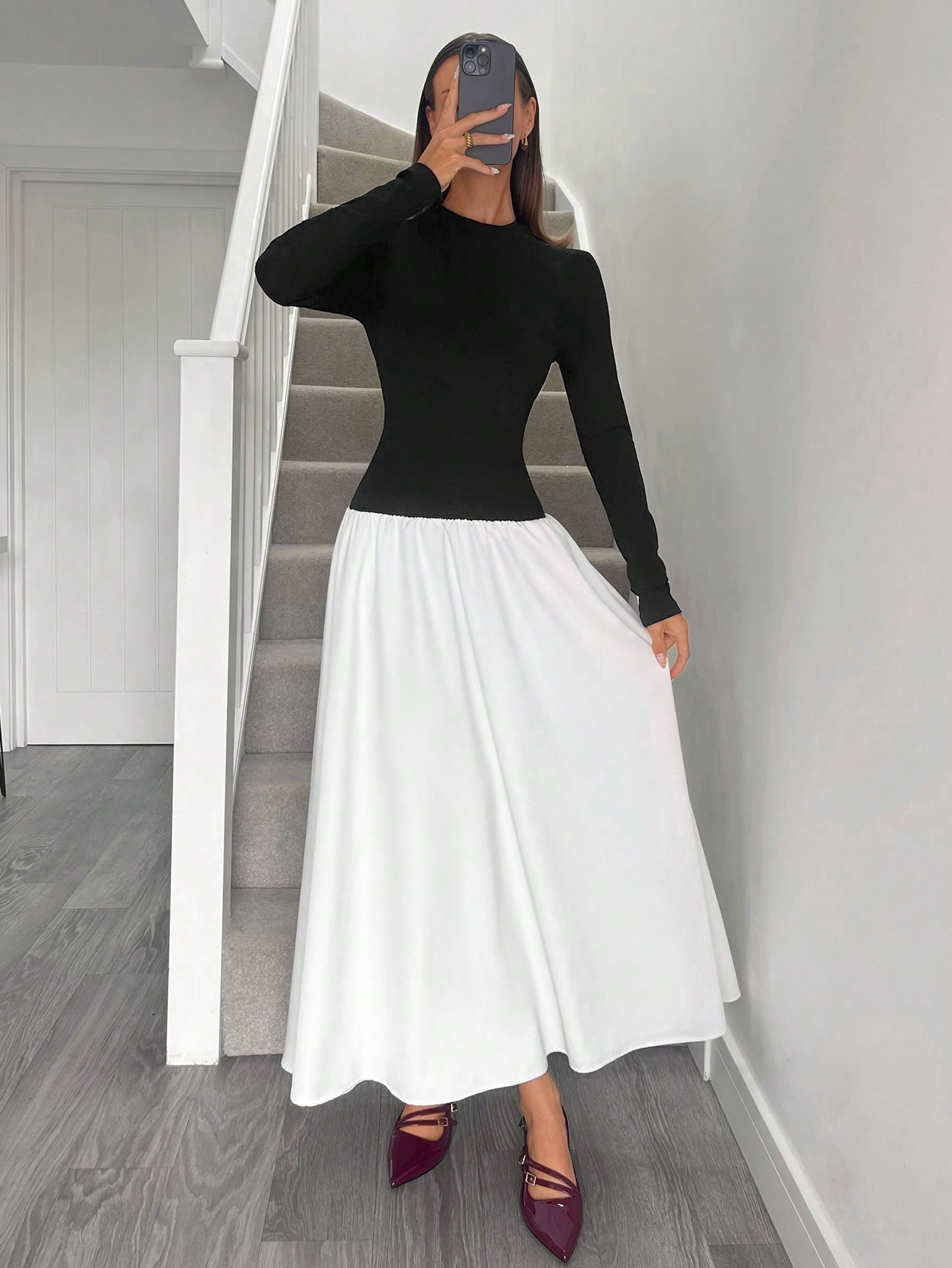 SHEIN Essnce Women's 2024 New Casual Fashion Elegant Old Money Style Black And White Colorblock L... | SHEIN