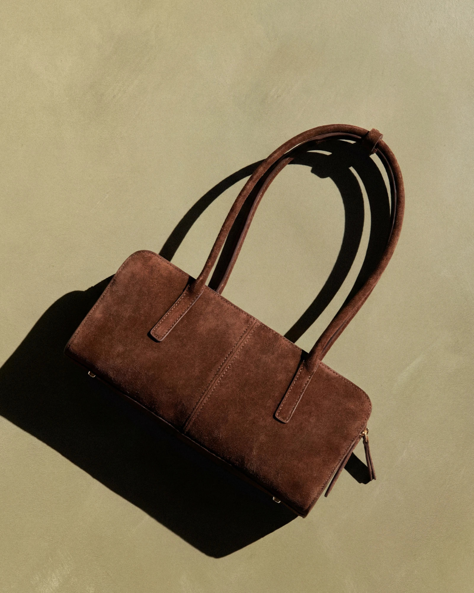 Italian Suede East-West Satchel in Chocolate Brown | Quince