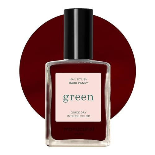 Manucurist Green Nail Polish Dark Pansy - Burgundy Dark Red Nail Polish - 9-Free, Plant-Based and Vegan - Manicure - Made in France - 0.5 fl oz | Amazon (US)