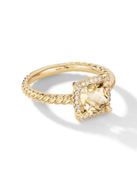 18kt yellow gold Petite Chatelaine citrine and pavé diamond ring | Farfetch (UK)