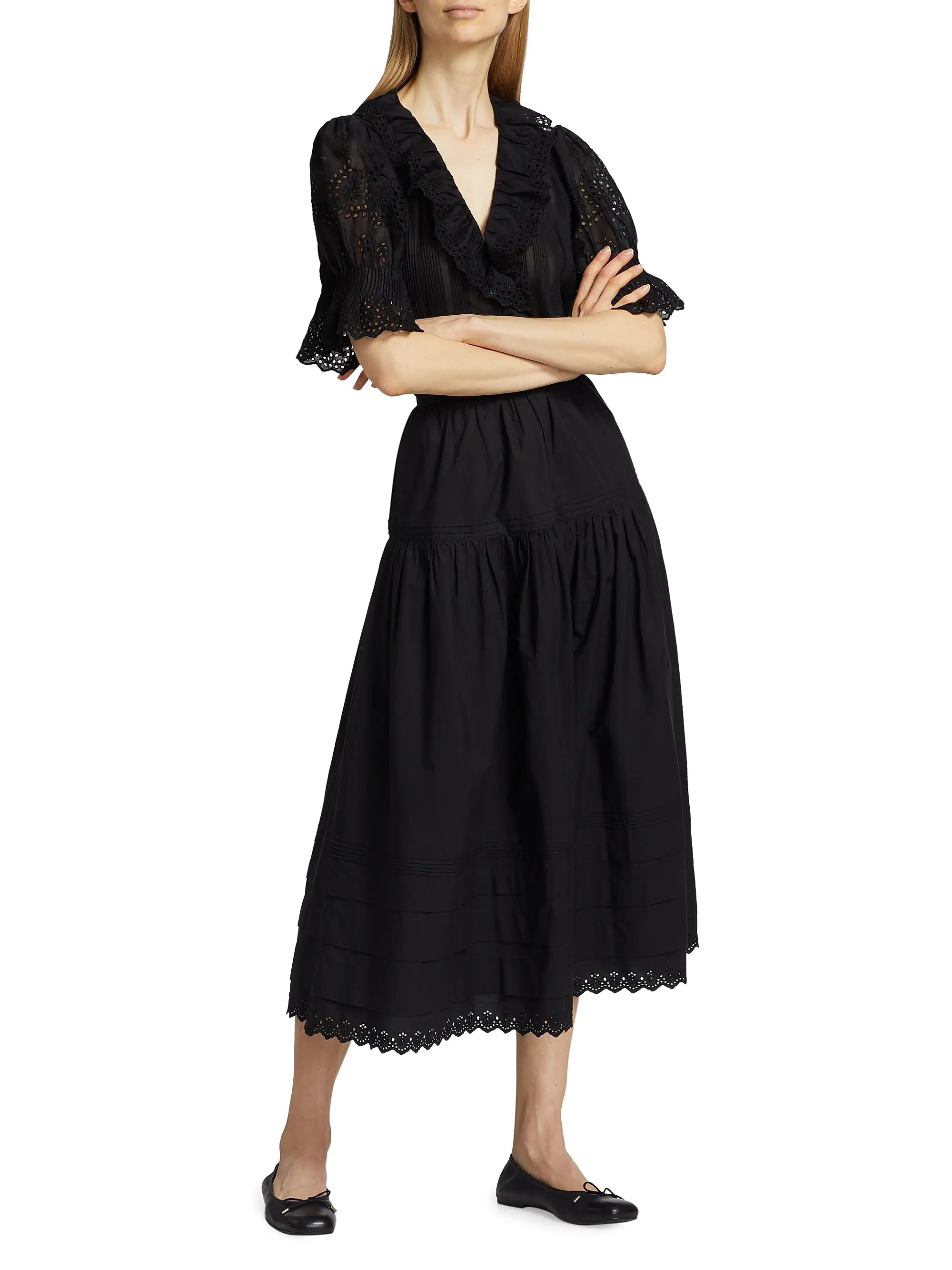 Sebastiane Cotton Midi-Skirt | Saks Fifth Avenue