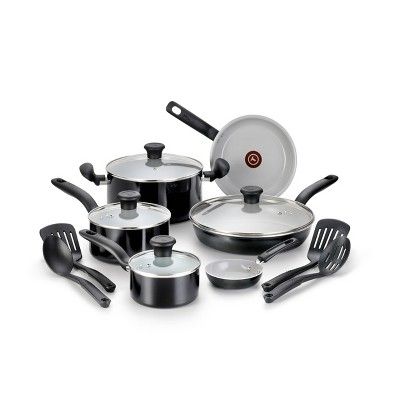 T-Fal Initiatives 14pc Ceramic Cookware Set - Black | Target
