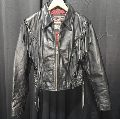 Flying Bikes Oakwood Womans Leather Fringe Jacket Size Medium | eBay US