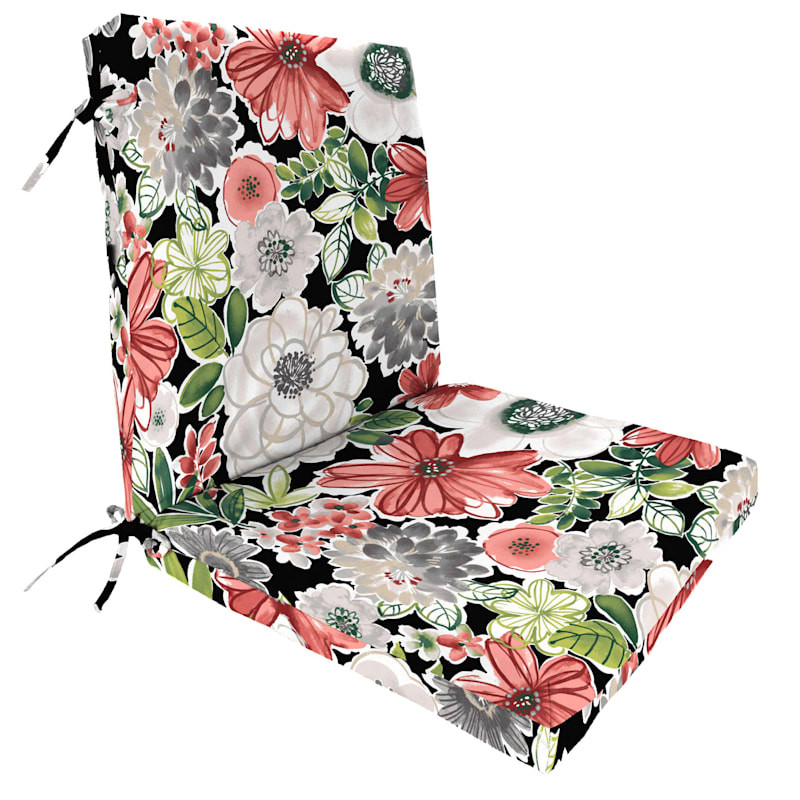 Tamani Raven Floral Outdoor Hinged Chair Cushion | At Home