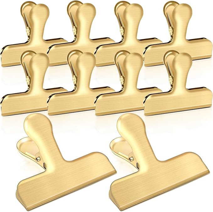 Bag Clips, 10 Pack Stainless Steel Chip Clips for Food, Food Clips Heavy Duty Clamp Clips Kitchen... | Amazon (US)