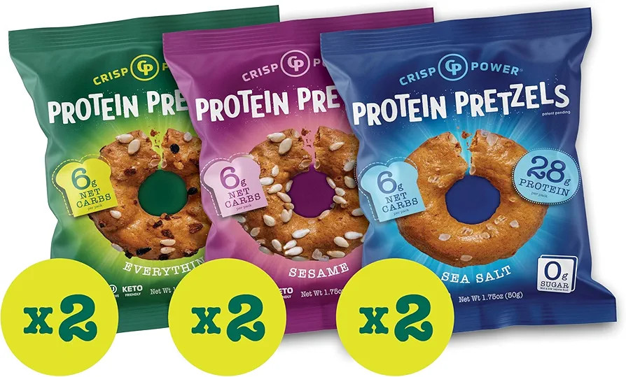 Crisp Power High Protein Pretzel Crisps - 6 Pack x 1.75 oz Crunchy & Flavorful Plant-Based Snack.... | Amazon (US)