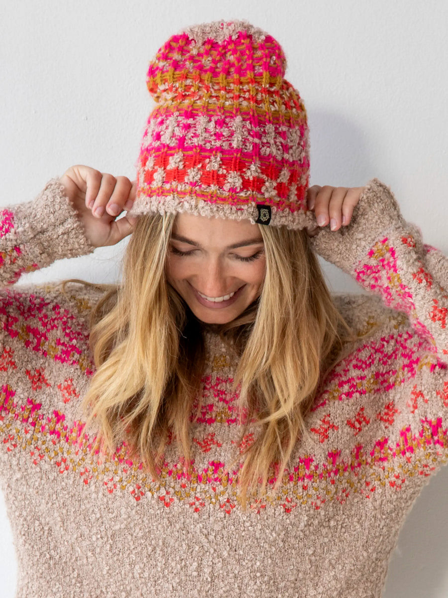 Calla Jacquard Beanie - Pink | Natural Life