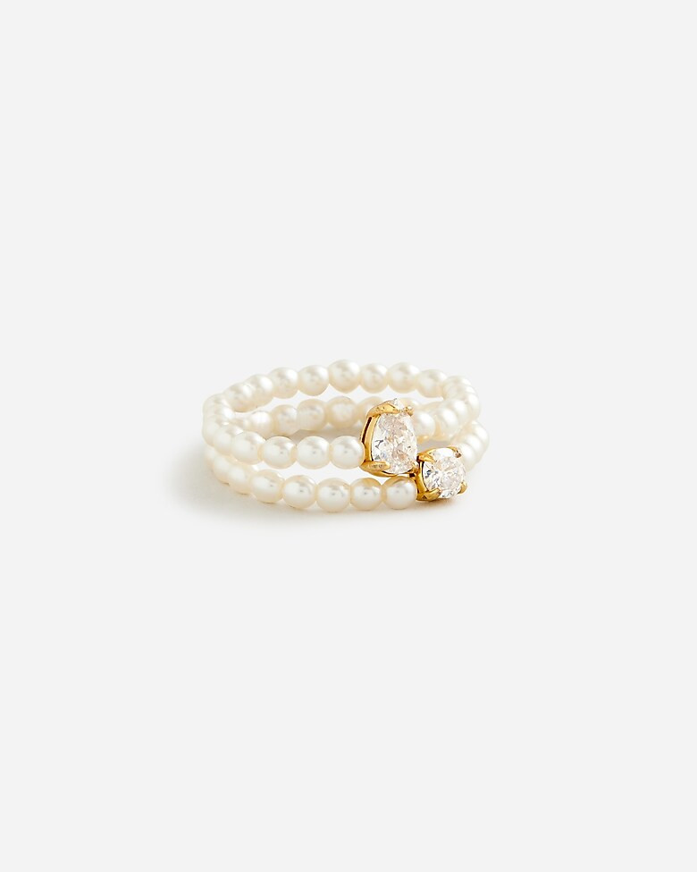 Crystal and pearl rings set | J. Crew US