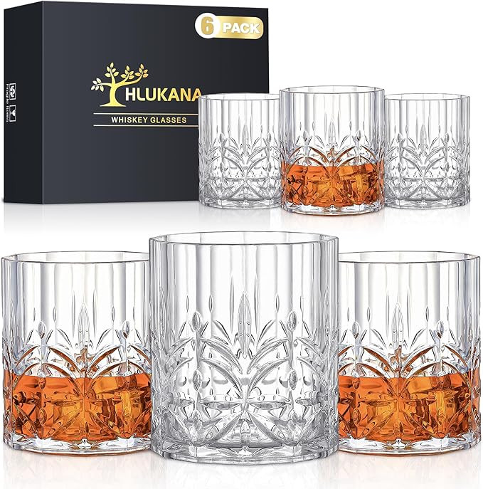 Unbreakable Tritan Plastic Whiskey Glasses Set of 6, 14 Oz Old Fashioned Glasses for Scotch Cockt... | Amazon (US)
