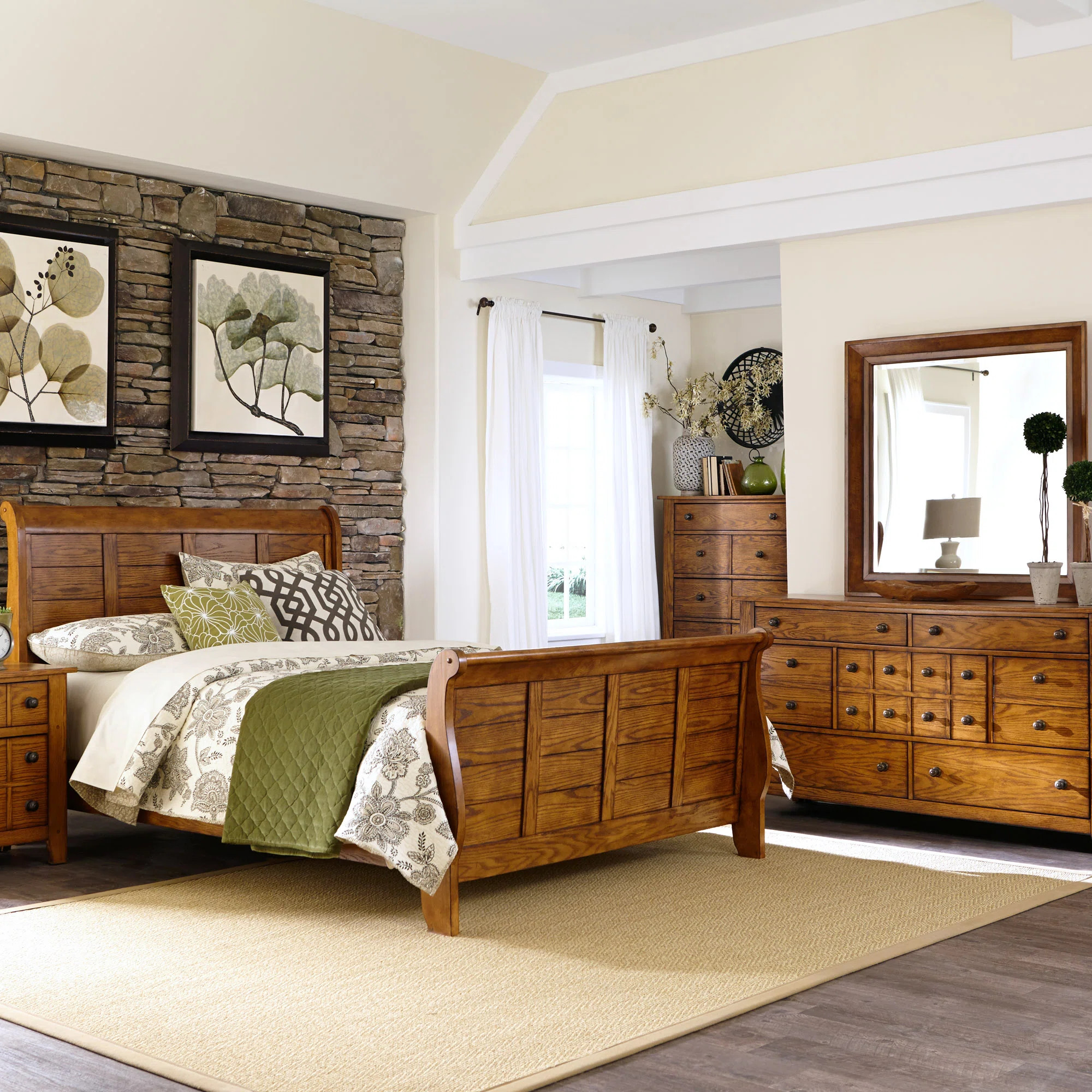 Oconee Sleigh Bed, Dresser & Mirror, Night Stand | Wayfair North America