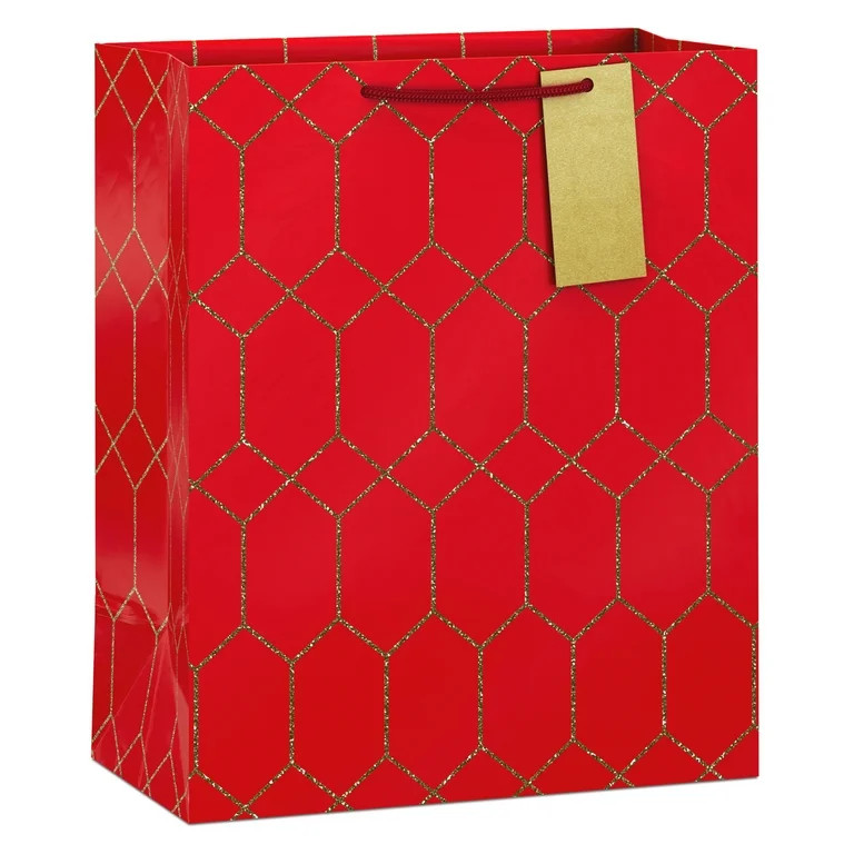Hallmark Large Valentine's Day Gift Bag (Glittering Geometrics on Red) | Walmart (US)