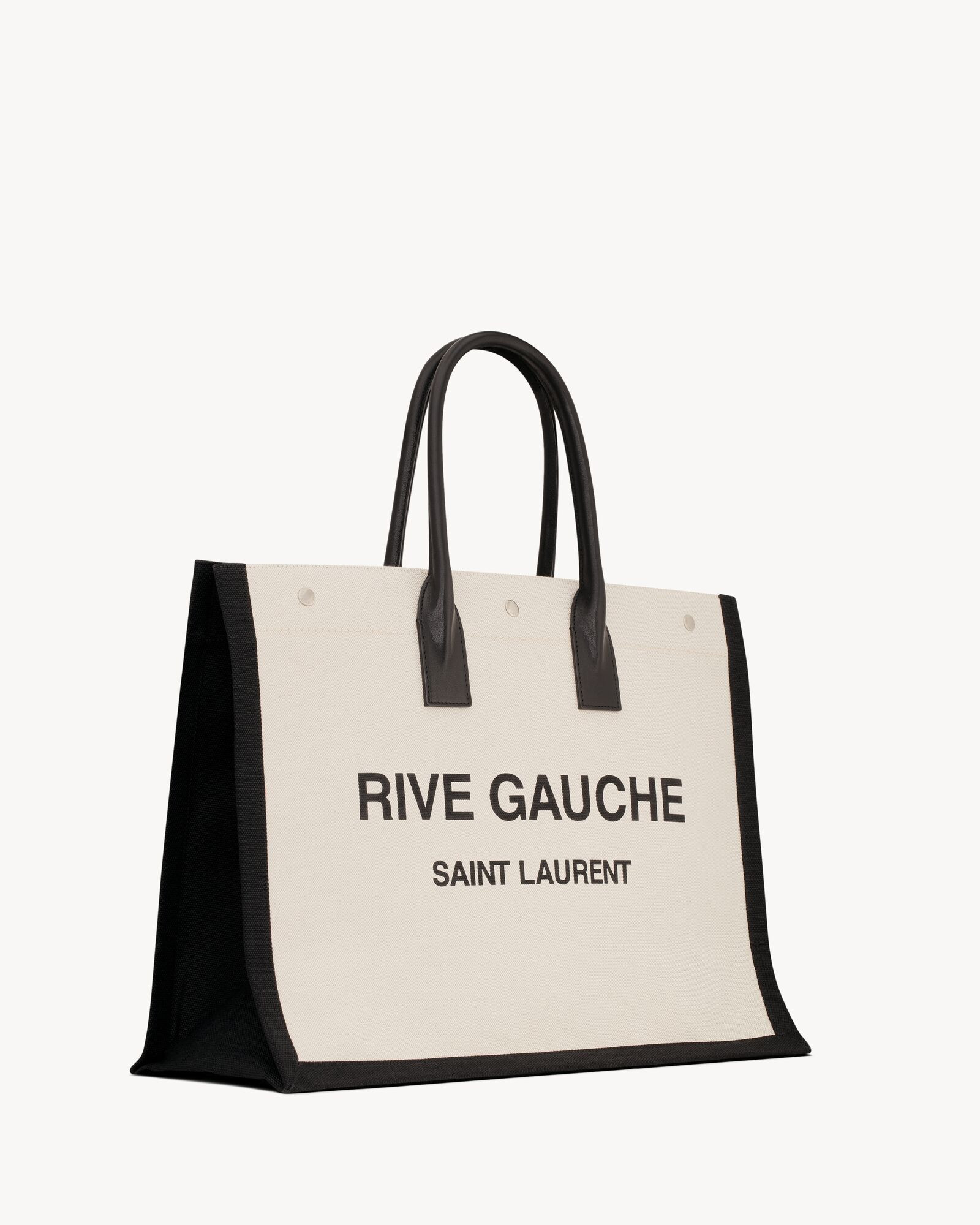 rive gauche large tote bag in canvas and smooth leather | Saint Laurent Inc. (Global)
