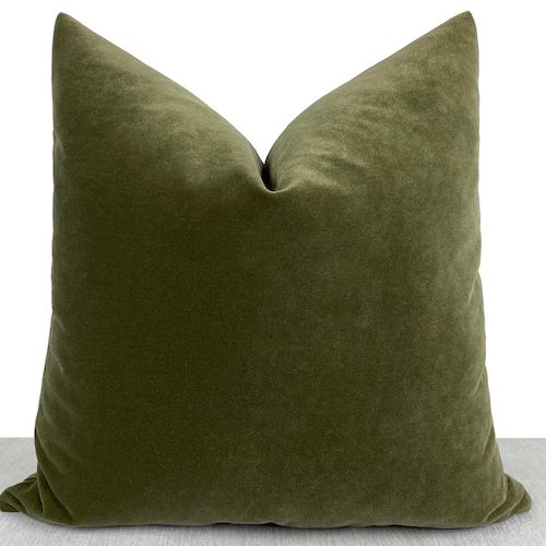 Green Velvet Pillow Cover Olive Green Throw Pillow Olive - Etsy | Etsy (US)