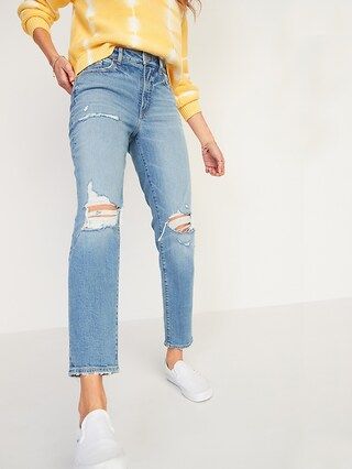 High-Waisted O.G. Straight Light-Wash Ripped Jeans for Women | Old Navy (CA)