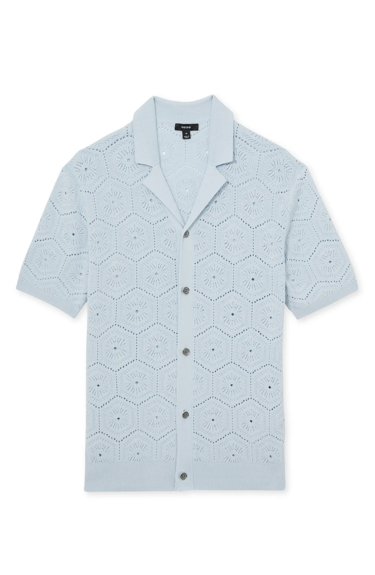 Reiss Royce Open Stitch Button-Up Polo Sweater | Nordstrom | Nordstrom