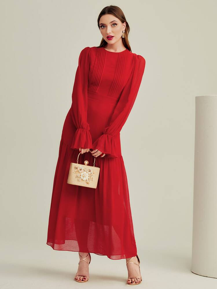 SHEIN Ruffle Trim Flounce Sleeve Dress | SHEIN