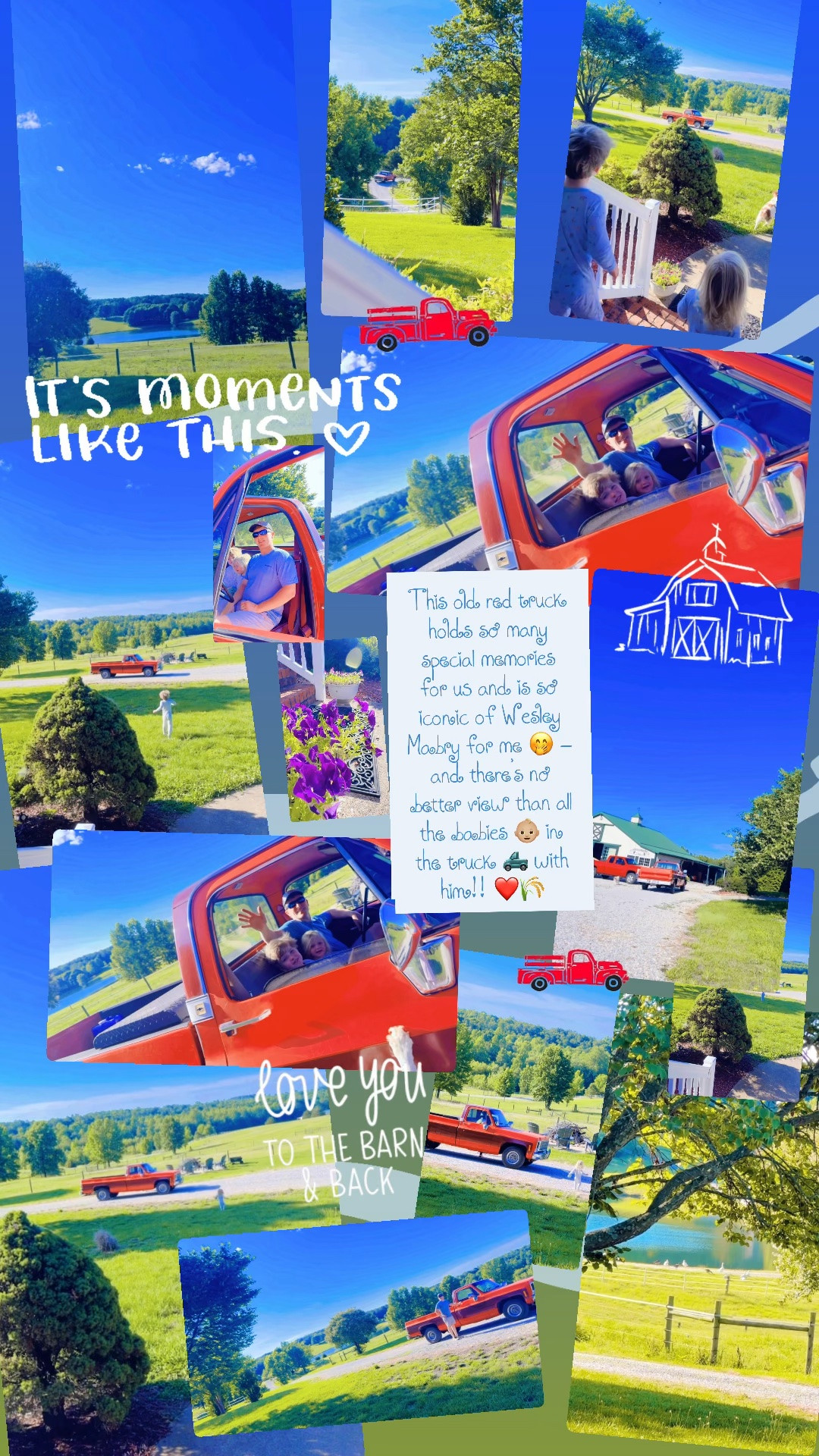 This old red truck holds so many special memories for us and is so iconic of Wesley Mabry for me 🤭 - and there’s no better view than all the babies 👶🏼 in the truck 🛻 with him!! ❤️🌾