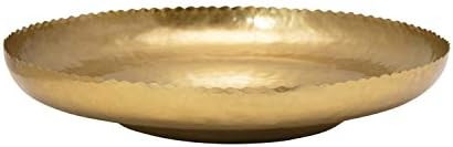 Creative Co-Op Decorative Hammered Metal Tray with Scalloped Edge Plate, 12", Brass | Amazon (US)