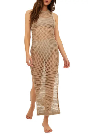 Beach Riot Holly Sheer Open Knit Cover-Up Dress in Tan at Nordstrom Rack, Size X-Large | Nordstrom Rack