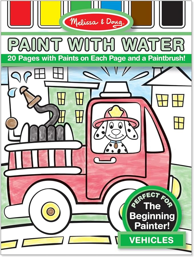 Melissa & Doug Paint With Water - Vehicles, 20 Perforated Pages With Spillproof Palettes | Amazon (US)