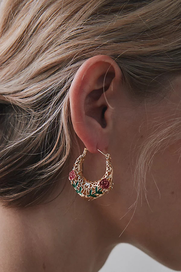Belladonna Statement Rose Hoop Earring | Urban Outfitters (US and RoW)