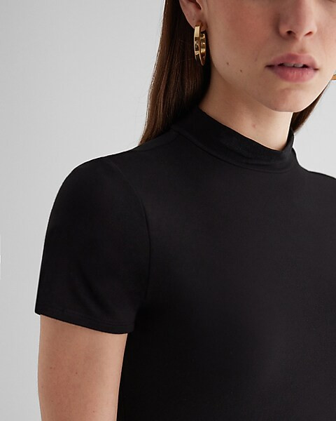 Supersoft Fitted Mock Neck Short Sleeve Bodysuit | Express