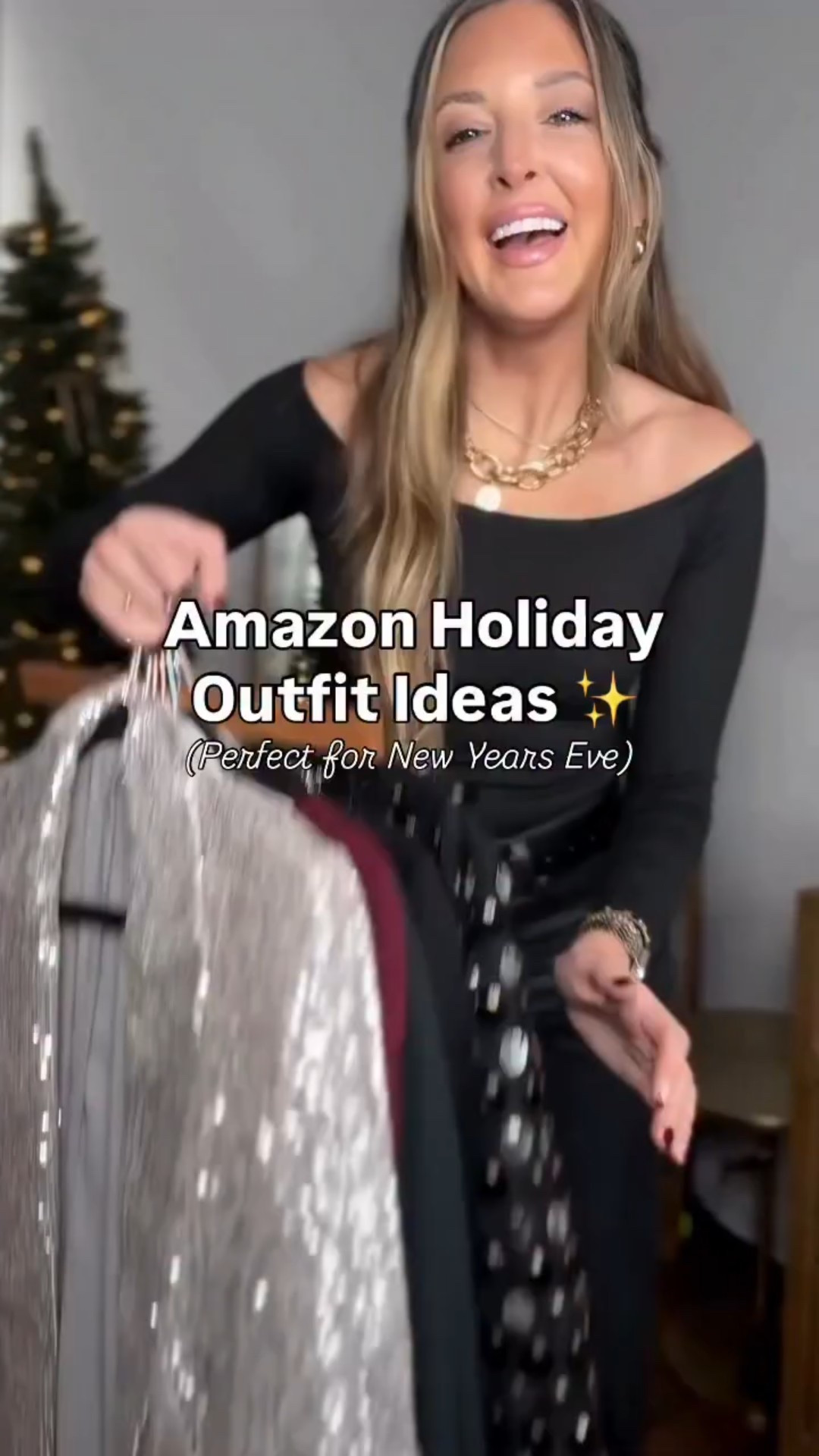 Holiday Outfit Inspo! ✨ comment LOVE below and I will message you all the details! 

Holiday outfits perfect for New Years Eve to save + repeat! 

#holidayoutfits #nyeoutfit #winteroutfitideas