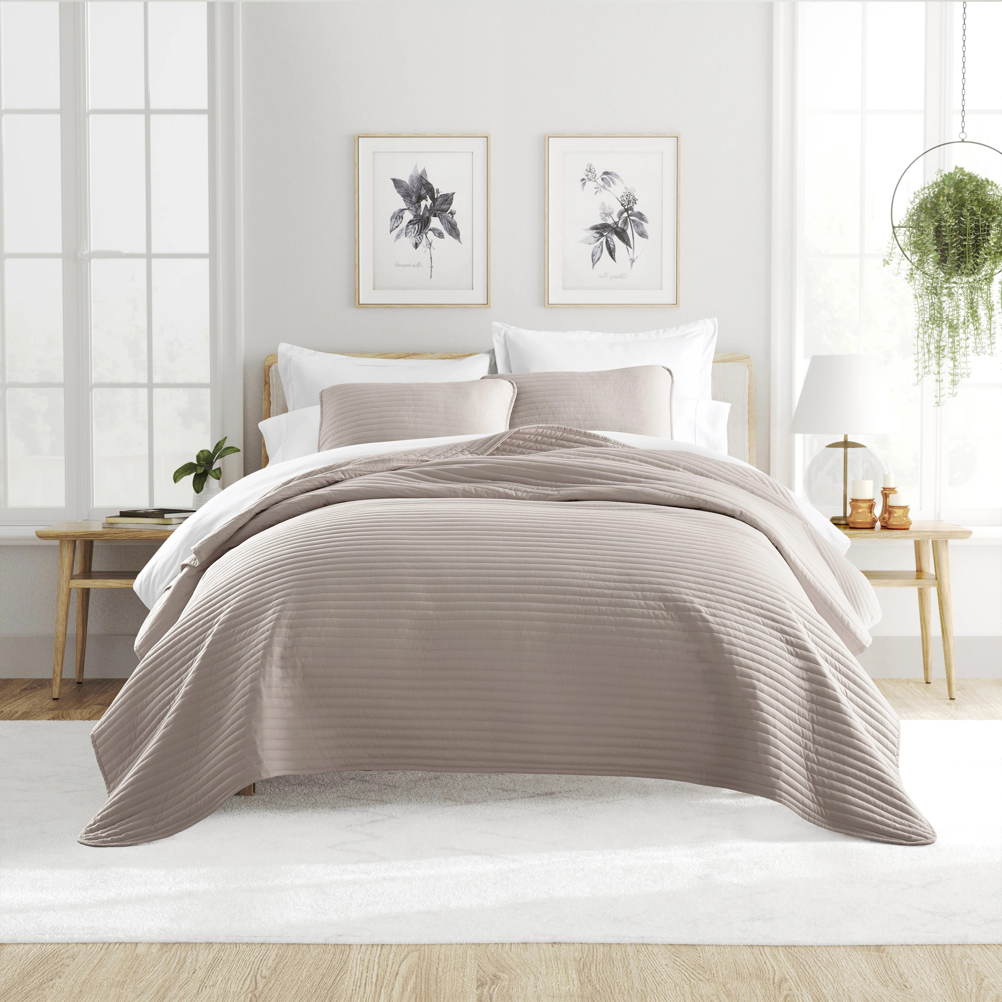 Becky Cameron Lightweight All Season Stripe Stitch Quilt Set with Shams | Wayfair North America