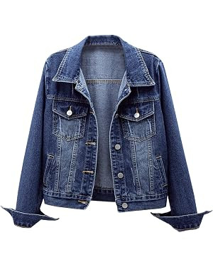 Ladyful Women's Bride Casual Jean Jacket Distressed Ripped Denim Jacket Coat with Pockets | Amazon (US)