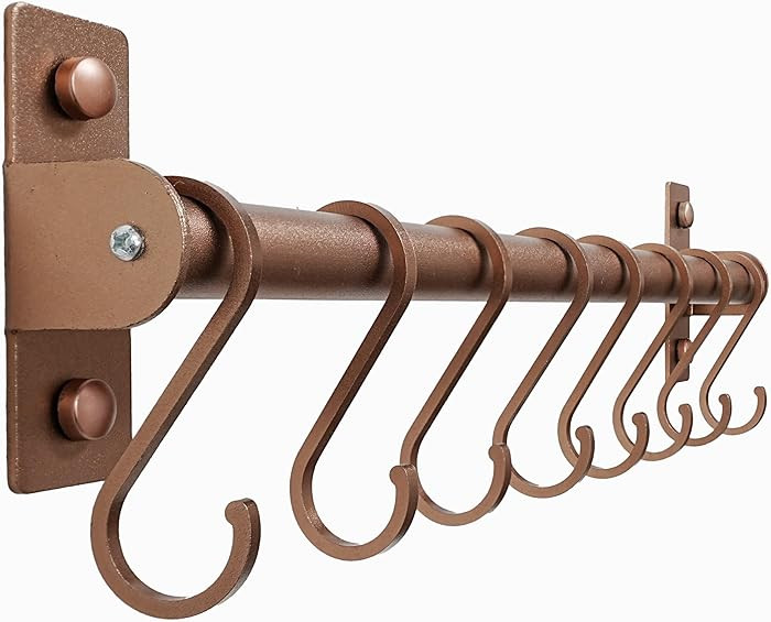 Dseap Kitchen Utensil Holder Hanger, Pot and Pan Rack Wall Mounted, Kitchen Rail with 8 Hooks for... | Amazon (US)