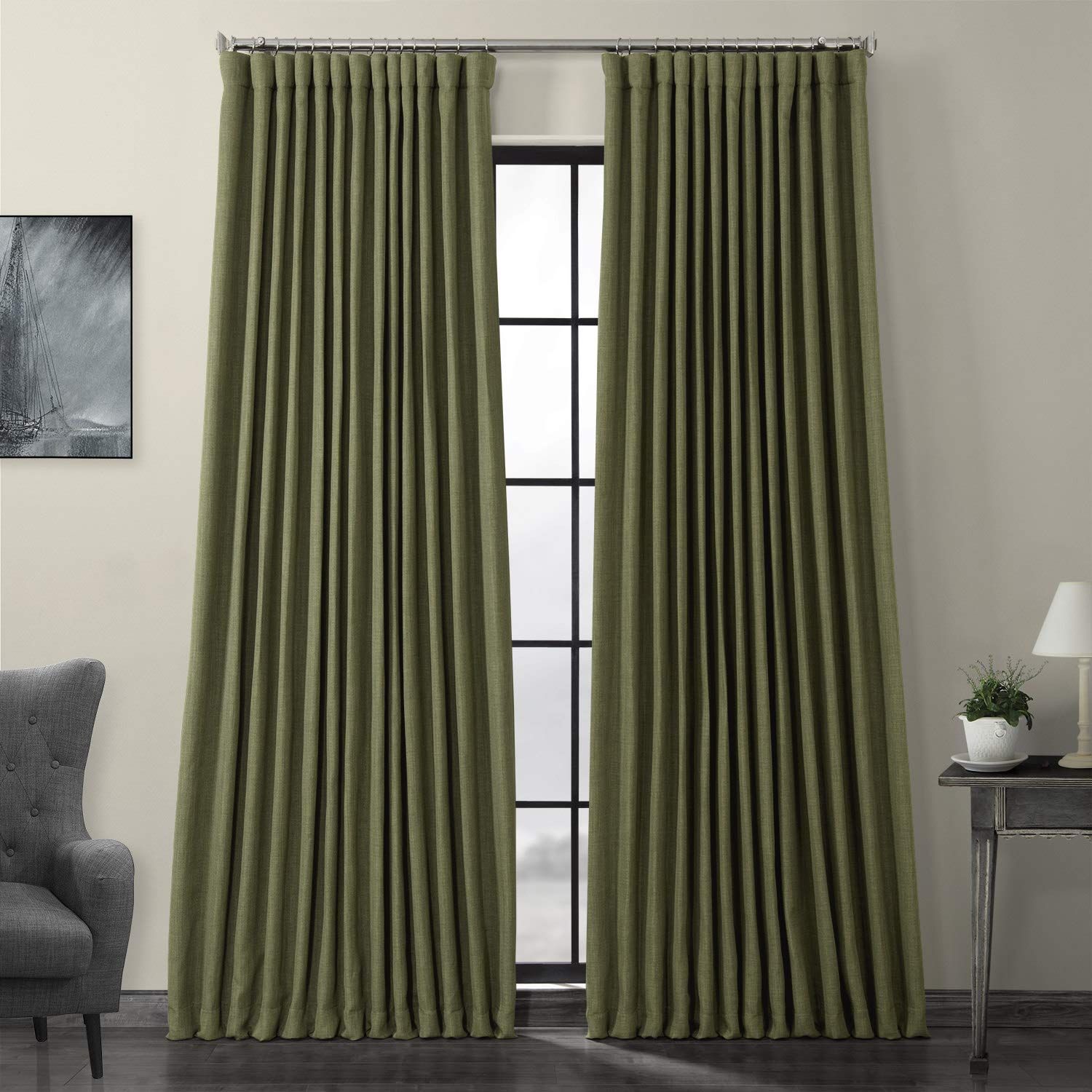 HPD Half Price Drapes BOCH-LN18520-84-DW Faux Linen Extra Wide Room Darkening Curtain (1 Panel), 100 | Amazon (US)