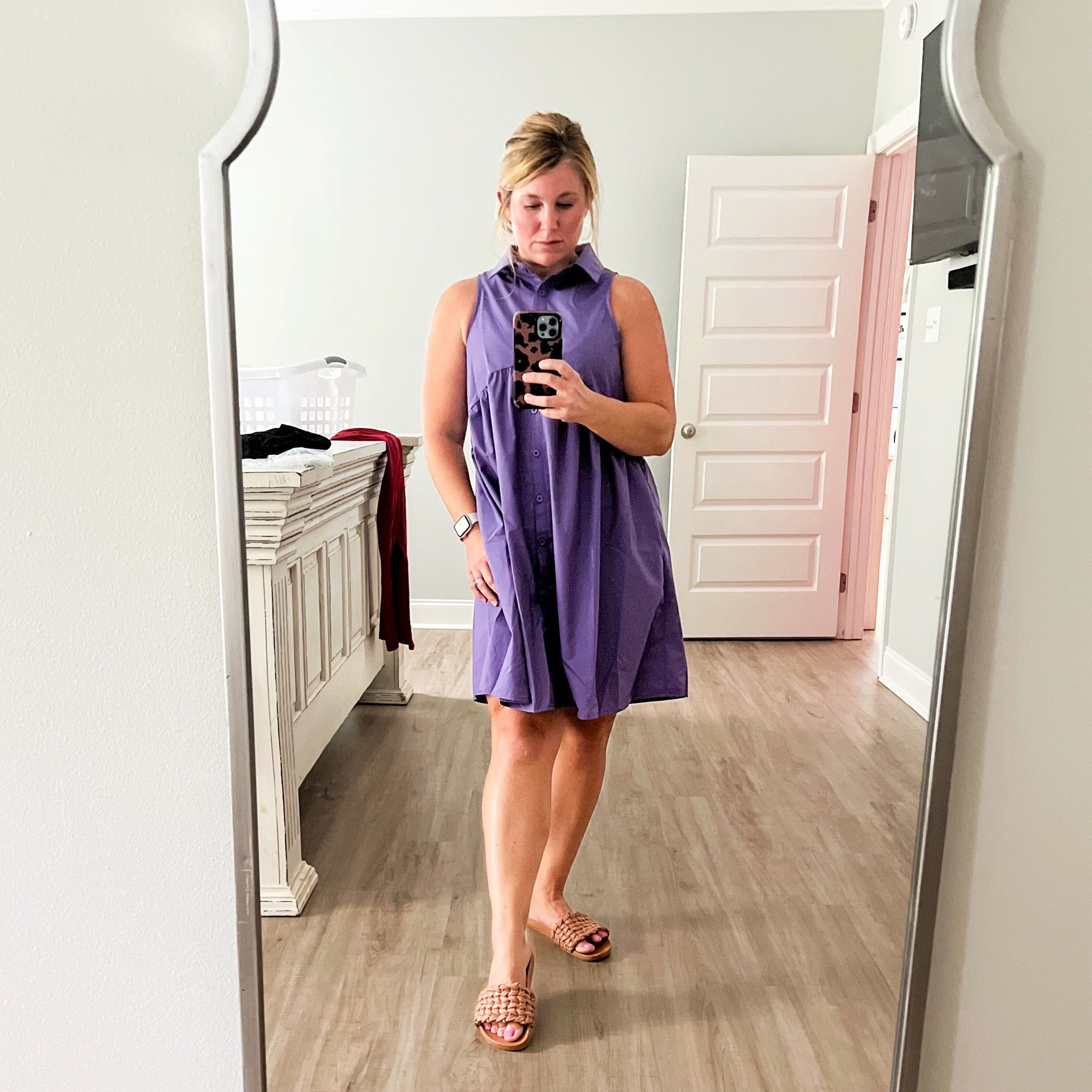 I LOVE the poplin shirt dress trend! This one is not only comfy (even in this Louisiana heat), but looks nice and has pockets. I am normally between a size small/medium, and had to get this dress in a size medium. 

If you are in between sizes, I would size up- especially to have a better sit across the chest. 

#LTKSeasonal #LTKcurves #LTKBacktoSchool