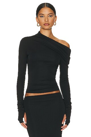 Matte Jersey Drape Shoulder Top | FWRD 