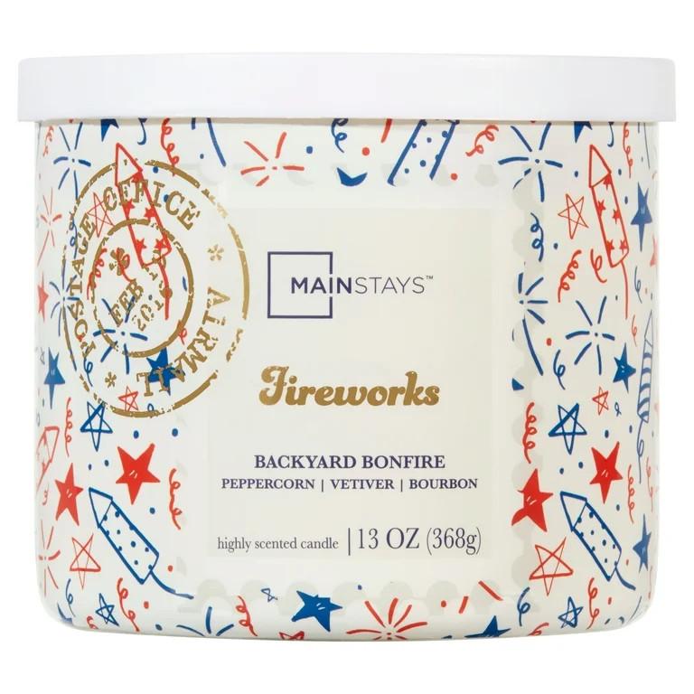 Mainstays 3-Wick Wrapped Fireworks Scented Candle, 13 oz | Walmart (US)