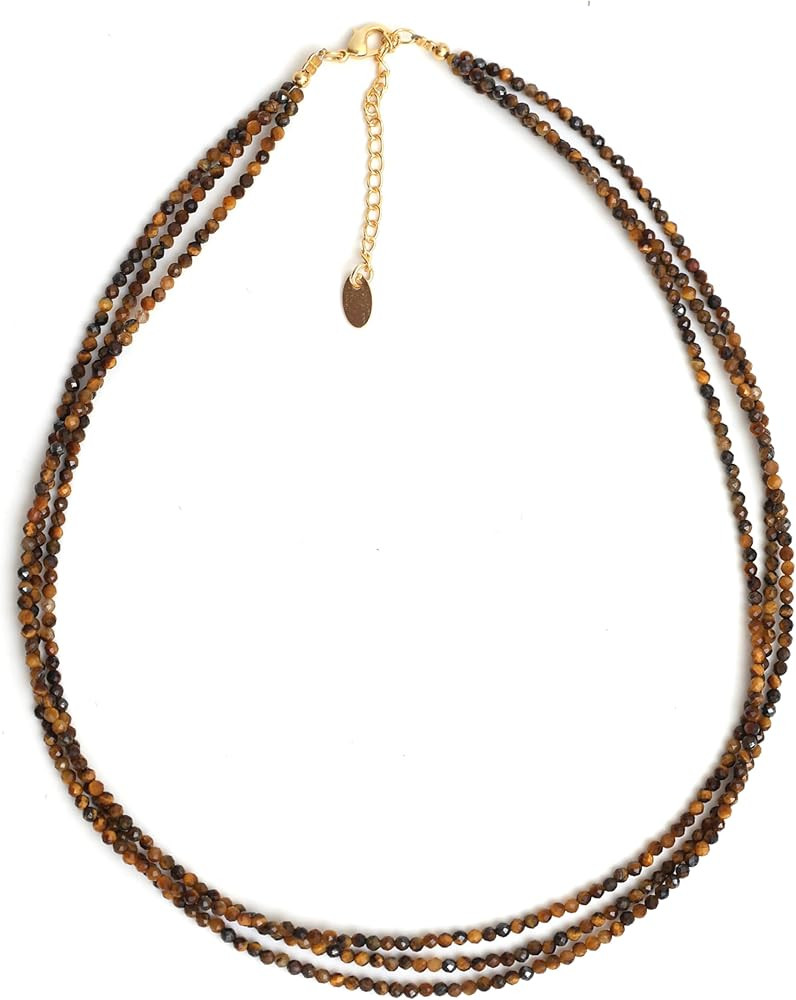 Gempires Multi Layered Beaded Necklace Handmade Gemstone Crystal Jewelry Hypoallergenic Non Tarni... | Amazon (US)