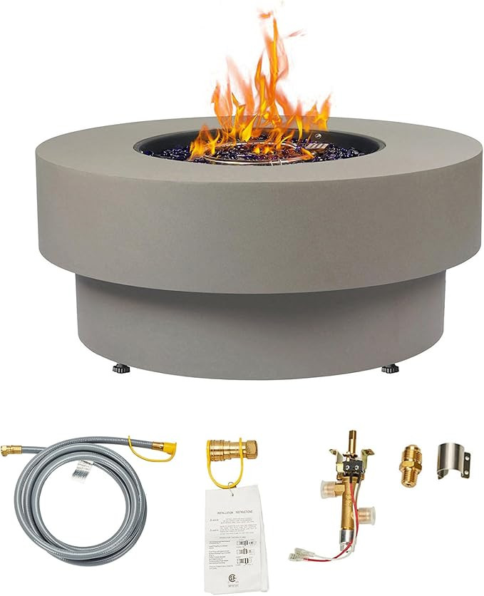 32.5-inch Outdoor Gas Fire Pit Table with Natural Gas Conversion Kit, 50,000BTU Propane Gas Fire ... | Amazon (US)